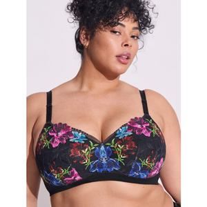 46DD Torrid Bra Wirefree 360 Back Smoothing T-Shirt Wireless Floral Lace NEW